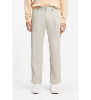 Pantalon Chino en coton avec pinces et poche cousue beige