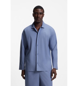 Zweiteiliger Schlafanzug aus blauer Popeline