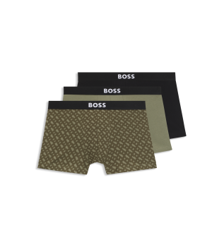 Set 3 Boxer avec logo  la ceinture vert, noir