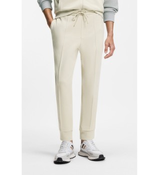 Pantalon droit avec passepoil beige