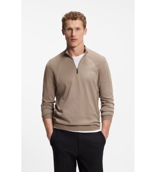 Dzianinowy sweter z mieszanki bawełny, brązowy