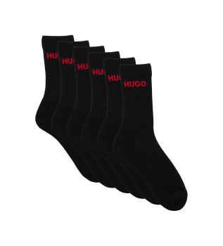 Lot de 6 paires de chaussettes courtes avec logo noir