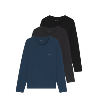 Lot de 3 T-shirts classiques noir, bleu, gris