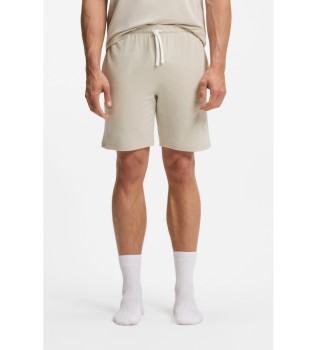 Shorts i beige bomullsstretch med broderad logotyp