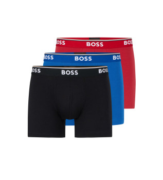 Pakke med 3 logo boksershorts sort, blå, rød
