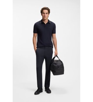 Pantalón regular fit de tejido elástico repelente al agua marino