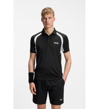 Polo slim fit en tejido elástico de secado rápido negro