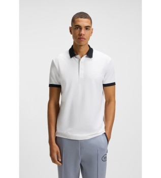 Vpojna bela raztegljiva bombažna polo majica pique