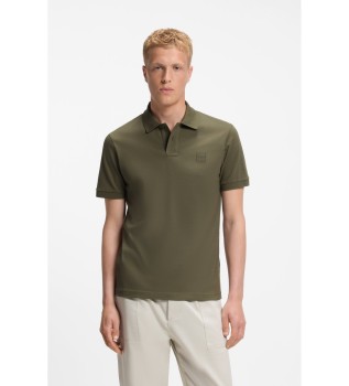 Slim fit polo van stretchkatoen met logo-applicatie groen