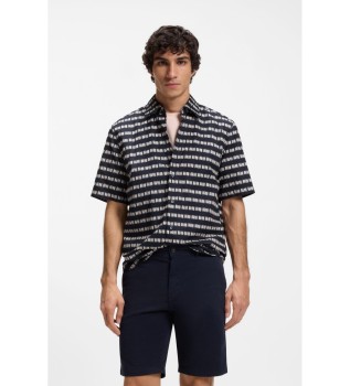 Chemise Coupe r�guli�re popeline imprim�e marine