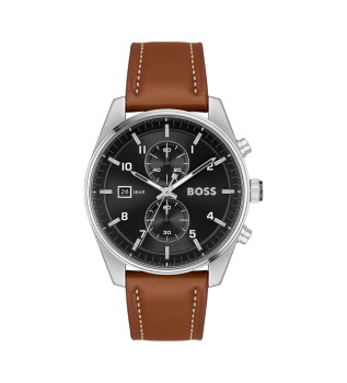 Montre chronographe avec bracelet en cuir Skytraveller 
noir
