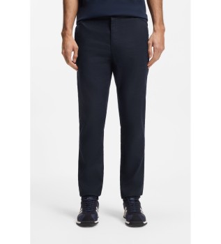 Lanene hlače s podrobnostmi z logotipom mornarice