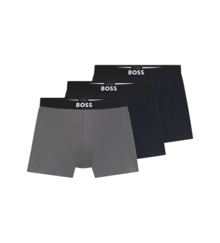 Lot de 3 boxers en coton stretch gris, noir