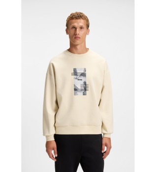 Mikina Oversize fit iz belo-rumene barve