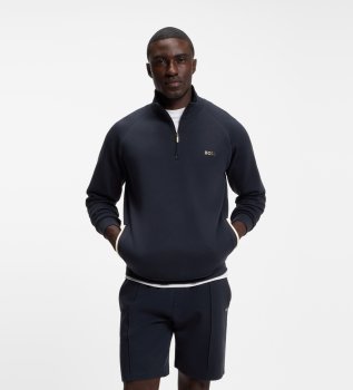 Sweatshirt med høj krave og halv lynlås Sense marineblå