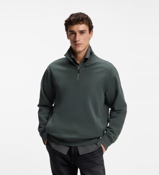 Grøn højhalset sweatshirt med lynlås