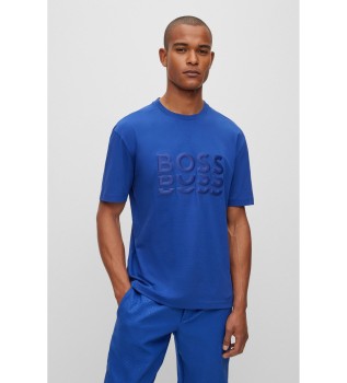 Maglietta blu con logo grande