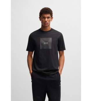 Bombažna pletena majica z logotipom v črni barvi