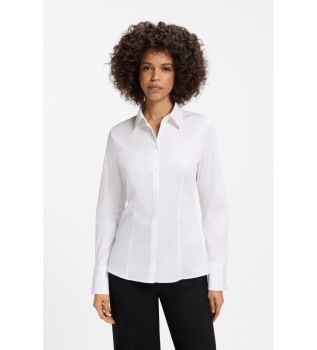 Camicia in twill slim fit, bianca