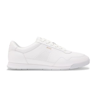 Sneakers in pelle bianco titanio