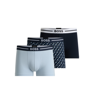 Pack 3 Boxers Bold Design marine, bleu