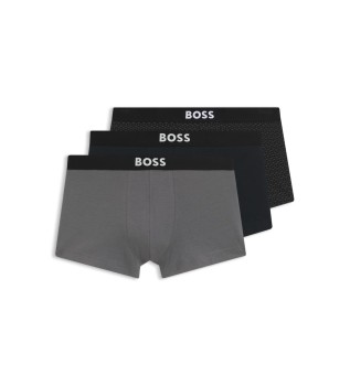 Set 3 Boxershorts med logotyper gr�, svart
