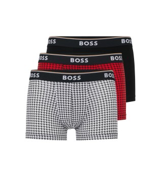 Pack 3 Boxershorts Power rot, schwarz