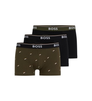 Pack 3 Boxershorts Power Desig groen, zwart