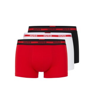 Pack 3 Boxershorts Drilling Planet rot, weiß, marineblau