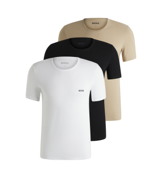 Pak 3 T-shirts Klassiek wit, beige, zwart 