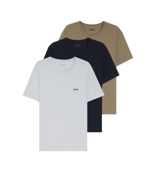 Jeu de 3 gilets marine, blanc, vert