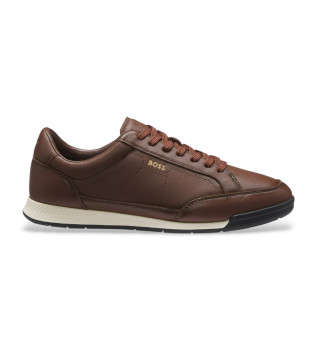 Nitan brown leather trainers