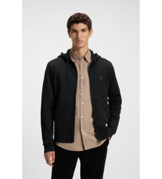 Schwarzes Sweatshirt mit Kapuze und Rei�verschluss