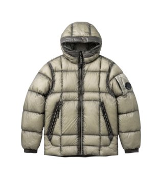 Grün-graue gesteppte Feather Jacke
