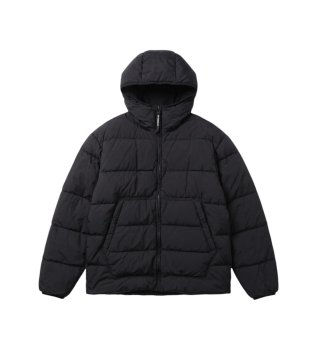 Schwarze gesteppte Federjacke