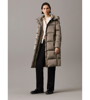 Piumino in raso verde lucido