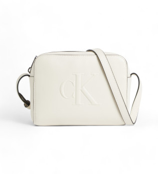 Sac � bandouli�re blanc avec logo gaufr�