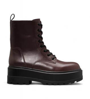 Stivaletti in pelle con plateau bordeaux