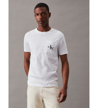 T-shirt med monogram og lommer hvid