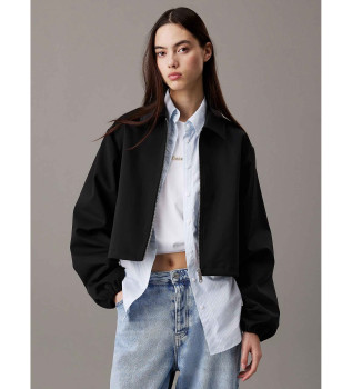 Croppad nylonjacka Soft Tech svart