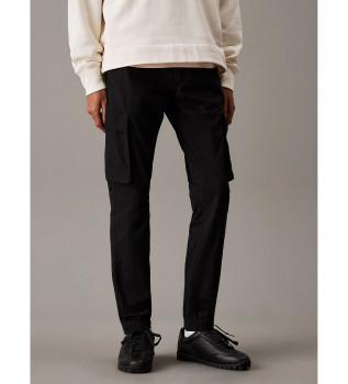 Skinny cargo-bukser i ripstop, sort