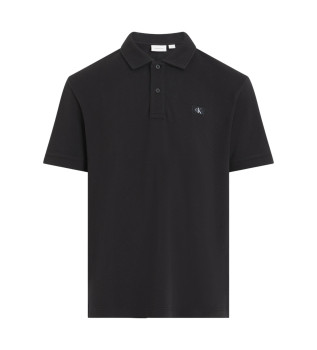 Poloshirt med v�vet m�rke, sort