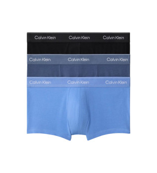 Pack of 3 low rise boxer shorts Icon Cotton Stretch black, blue