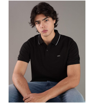Black pique polo shirt