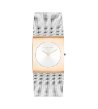 Relgio Ck Pulse prateado, revestido a ouro rosa