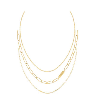 Conjunto de trs colares dourados