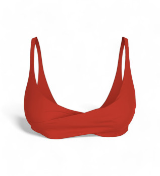 Top bikini rosso strutturato intrecciato