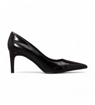 Leather shoes with black stiletto heel