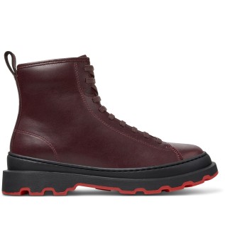 Maroon leather Brutus ankle boots