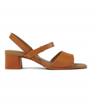 Katie brown leather sandals -Heel height 5,1cm
